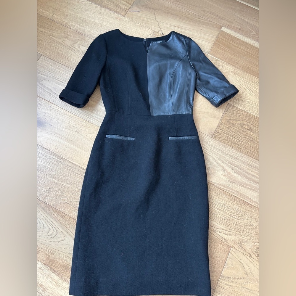 Etcetera wool and leather midi dress womens 2